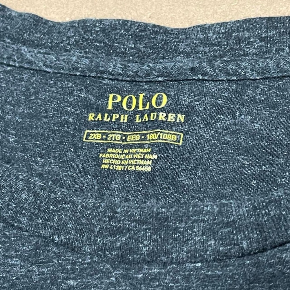 Polo Ralph Lauren Mens T Shirt Charcoal Gray 2XB Cotton Long Sleeve - Picture 4 of 8